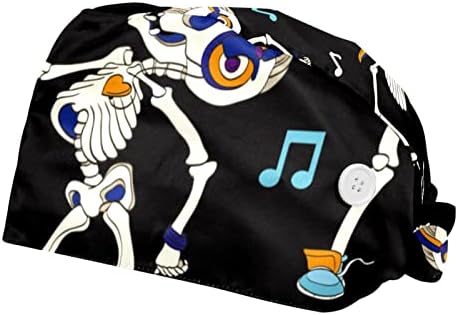 Niaocpwy 2 пакет смешни скелети танцувајќи музички белешки работни капачиња со џемпери за жени мажи, буфан чиста турбан капа