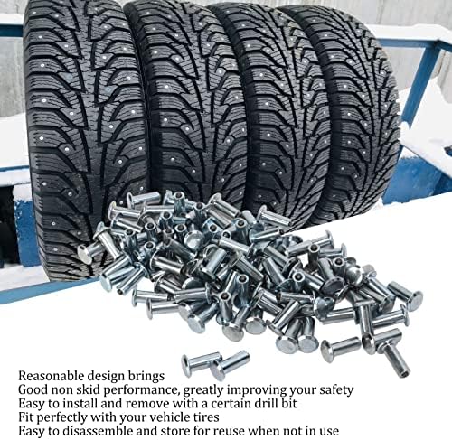 Qiilu гуми за гуми од карбид 100 парчиња гуми за гуми Снег шила карбид завртка не се лизга универзално за автоматски камиони виklушкар надвор