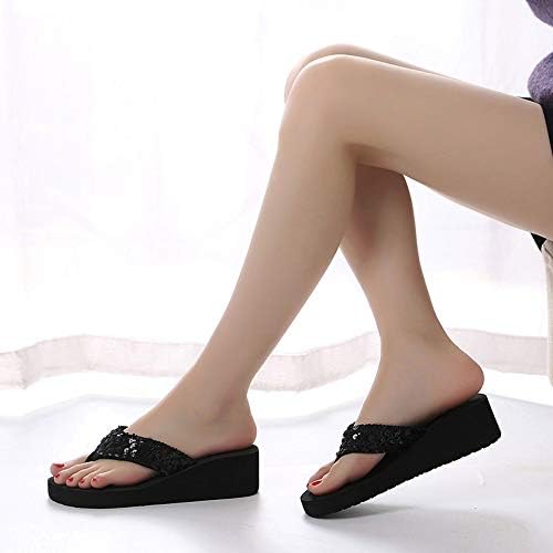 Клин-сандали за жени искривени секвенци декор удобност од вратите лизгаат флип-апостолки
