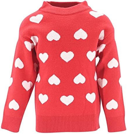 Единствени девојчиња за бебиња класични срца Ден на в Valentубените џемпер од екипаж на екипаж
