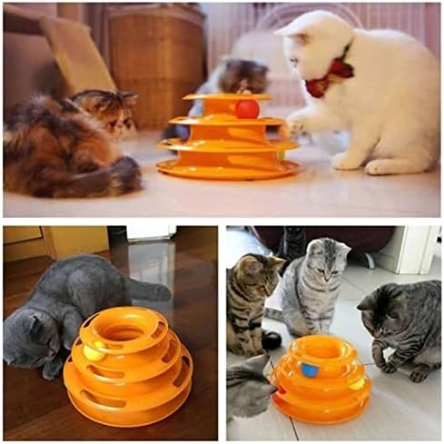 Jinyawei 3 нивоа миленичиња мачка играчка смешна кула патеки диск мачки патеки играчки тренинг интелигенција забавна плоча мачка топка играчки
