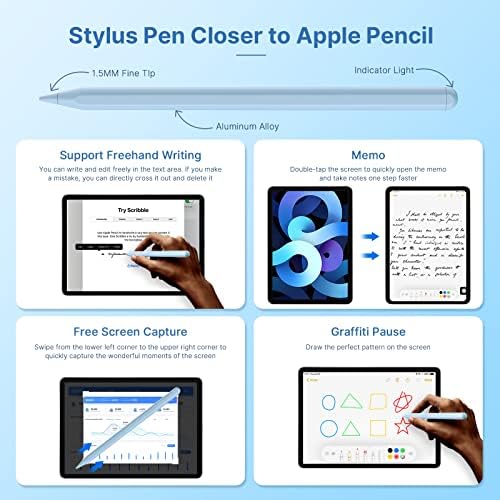 Пенкало за стилови за iPad, исто како и 2 -та генерација на Apple молив, iPad молив со магнетно безжично полнење, компатибилен со iPad