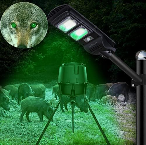 Светла за свињи поставени за ноќно лов, светла за напојување на елени, зелено светло со соларна енергија со активирано движење,