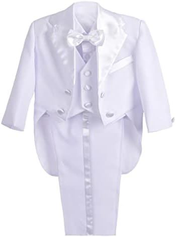 Фустани Дејзи Бебе дете момче смокино 5 парчиња поставени формални фустани костум господин свадбена облека, црна бела слонова коска