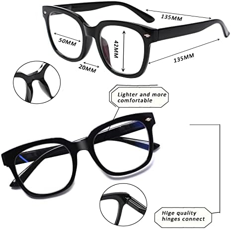 Сигван читање очила 4 пара мода голема рамка пролетна шарка сина светлина што ги блокира читателите за жени