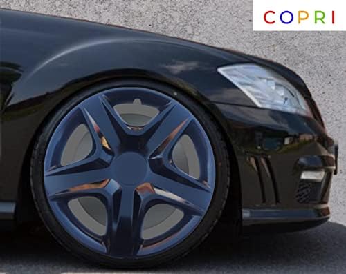Копри сет од покривка од 4 тркала од 15 инчи црни Hubcap Snap-on Fits Hyundai Accent