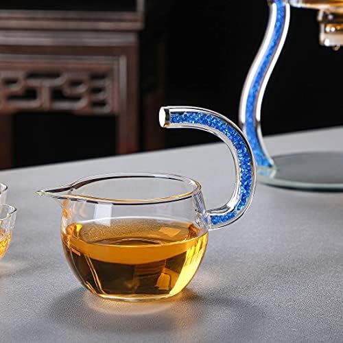 Стакло чајник од рора постави полу -автоматско капење ротирање со инфузер мрз кунгфу чај сад сет