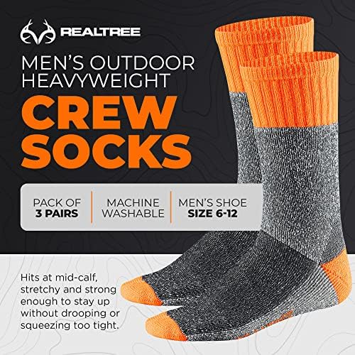 Термички чорапи на RealTree за мажи - 3 пакувања со голема тежина термичка екипа со чорапи - дебели изолирани чорапи, зимски додатоци