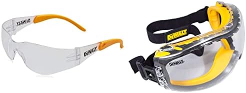 Заштитник DEWALT DPG54-1D, чисти заштитени безбедносни очила со високи перформанси со рамка за завиткување и DPG82-11C коректор чиста анти-магла со двојна мувла безбедност, ч?