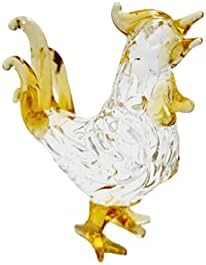 DMTSE стаклена кристална мини античка симпатична пилешка статуа Орнамент фигура колекционерски украс статуа Декорација на животни со кутија