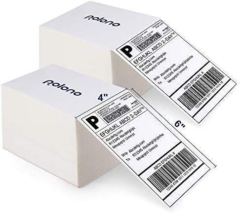 Термички етикети, Полоно 4 x 6 Директна етикета за термички превоз, перфорирана хартија за етикета за испорака на фанфолд за термички печатач, Јаденс, Мунбин, Роло, ИД