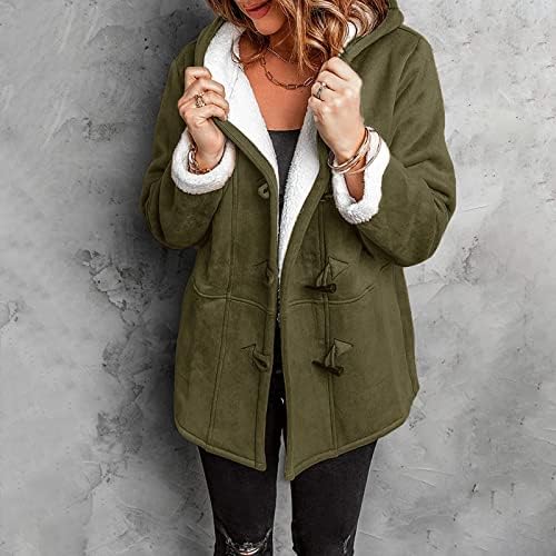 Foviguo плус палто со големина, зимска туника класична долга ракав надворешна облека за женски кутии за удобност палто за удобност, топло цврсто цврсто