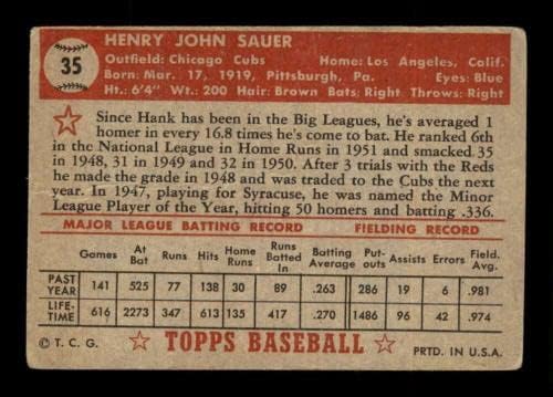 35 Хенк Сауер - 1952 година Бејзбол картички на Топс оценети G/VG - Бејзбол плоча со автограмирани гроздобер картички