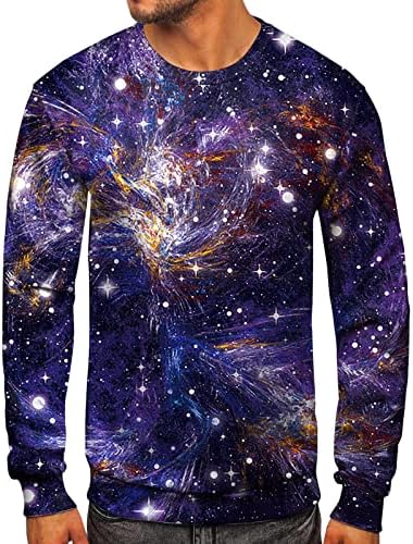 Beuu 2022 Нови маички џемпери без аспиратор екипа на екипаж 3Д дигитални галаксиски печати врвови случајни новини пуловер