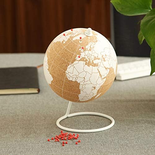 Trekkers Globe - Mini Cork Globe со 50 црвени обоени иглички за притисок и издржлива челична база | Одлично за мапирање на патувања и