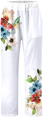 Оиумиов жени широки панталони за нозе, женски постелнини исечени панталони затегнати панталони со глуждот Каприс Еластична половината