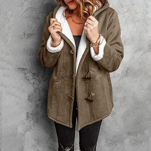 Foviguo плус палто со големина, зимска туника класична долга ракав надворешна облека за женски кутии за удобност палто за удобност,