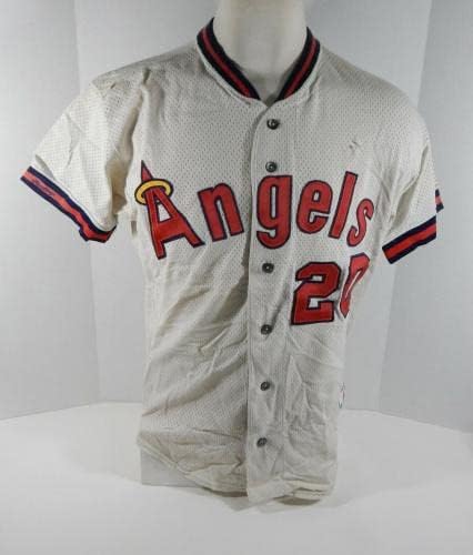 1990 Калифорниски ангели Рик Шу #20 игра користеше сив дрес БП воен лепенка 663 - Игра користена МЛБ дресови