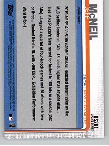 2019 година Ажурирање на Топс US261 effеф Мекнил Newујорк Метс РЦ Официјална картичка за тргување со бејзбол