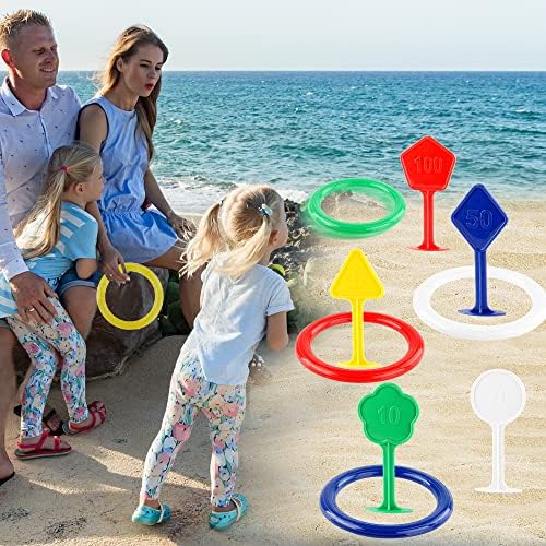 Jeckjolly Ring Fool Toss Toy Set со медали награди за деца на отворено прстен играчки за тревници и плажа на отворено во дворот за игри со потпевтам
