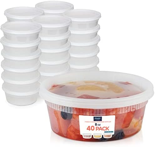 [40 Пакет] Контејнери За Складирање Храна Со Капаци, Тркалезни Пластични Чаши За Дели, Направени ОД САД, 8 мл, Големина На