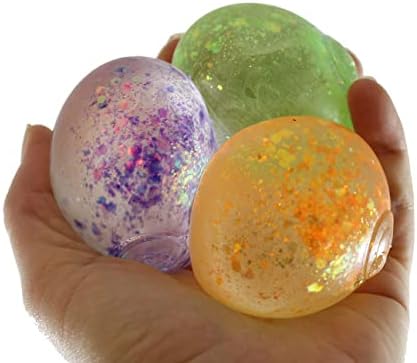 Сет од 3 сјајни топчиња со шеќер - сјајни, сјајни густи лепак/топка за истегнување на гел - ултра маглива и обликувана бавна пораст релаксирачка сензорна играчка игр?
