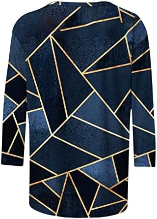 Амикадом долги 3/4 ракави блузи за јуниори со градежни градиенти на вратот Геометрија бренд бренд блузи маици тинејџерски девојки 2023 d8