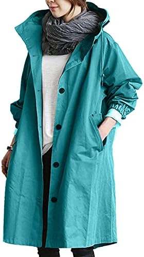 Foviguo ровови палто за жени долго, канцелариски палта Пролетната модерна модерна плус големина со долга ракав копче надолу удобност