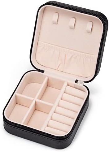 Црна+Розова Кутија За Накит За Патување И Кадифена Кутија За Прстени, Мини Кутија За Накит, Мал Организатор На Накит Пренослив