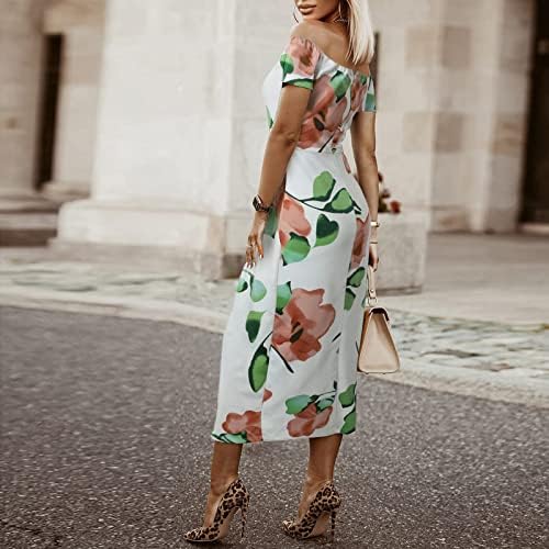 Женска забава макси фустан Елегантни секвенци надвор од рамо без ремен фустан од руфла сирена форамл каросерија за обвивки со облеки