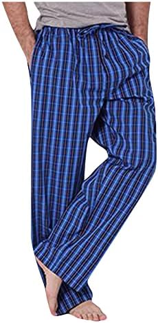 Венкомг1 машка фланела карирана пижама лабава обични панталони мода еластична лента за половини меки панталони со панталони со п.ј.