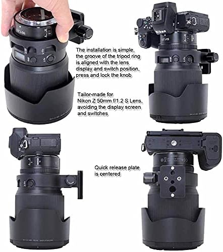 Ishoot метална леќа со јака за статив прстен компатибилен со Nikon Z 50mm f/1,2 s, држач за држач за поддршка на леќи дното