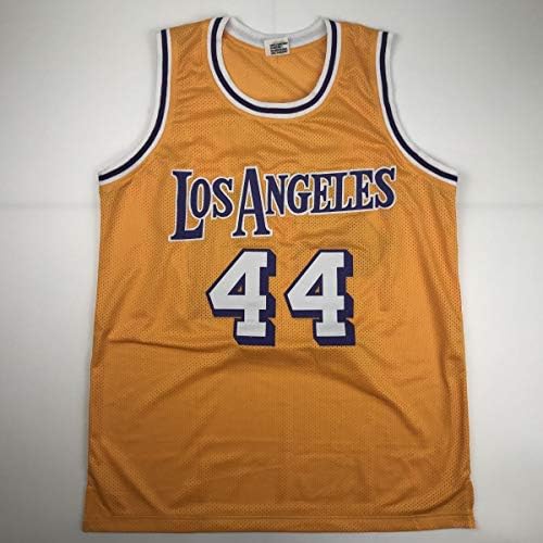 Автограмиран/потпишан Jerryери Вест Лос Анџелес Ла жолт кошаркарски дрес JSA COA