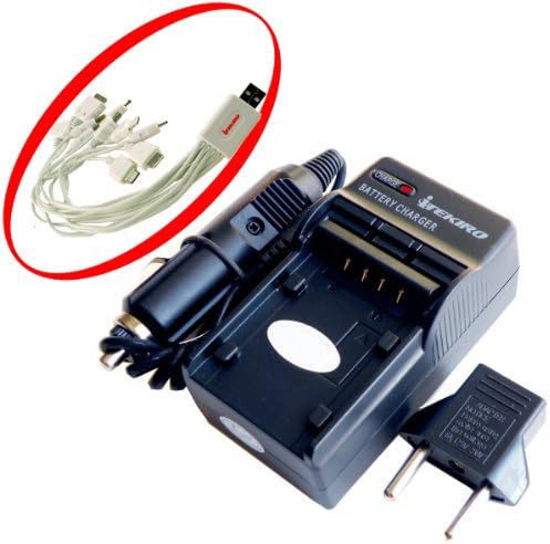 Itekiro AC Wall DC Car Battery Chit Chit за Panasonic DMC-FX48W + Itekiro 10-во-1 USB кабел за полнење