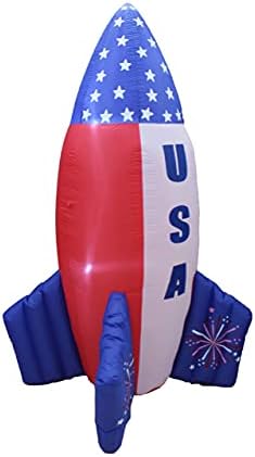 Пакет на три патриотски партиски украси, вклучува 6 нозе високи 4 -ти јули на надувување на ракетен брод, 5 нозе со надувување на надувување