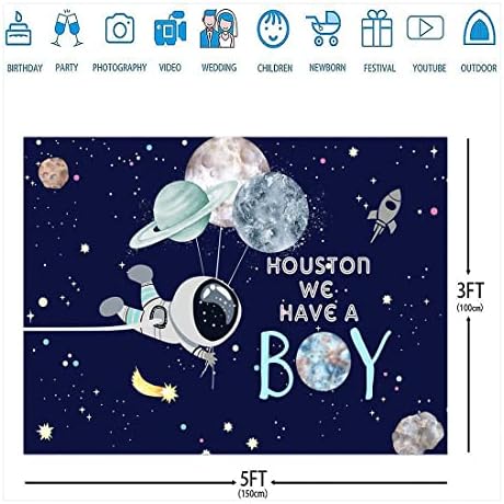 Ticuenicoa 5x3ft Имаме Момче Позадина Бебе Туш Вселената Ракета Астронаут Тематските Ноќ Небото Виси Ѕвезди Планета Галакси Партија Украси За Деца Фотографија Позадина Ф