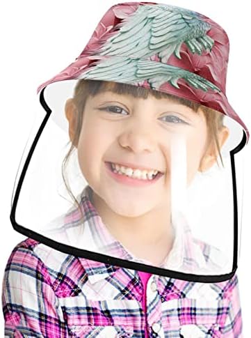 Заштитна капа за возрасни со штит за лице, рибарска капа Анти сонце, модерно уметничко животинско розово паун