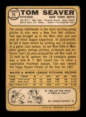 #45 Том Сивер Дп - 1968 Топс Бејзбол Картички Оценети Г-Бејзбол Плочи Автограмирани Гроздобер Картички