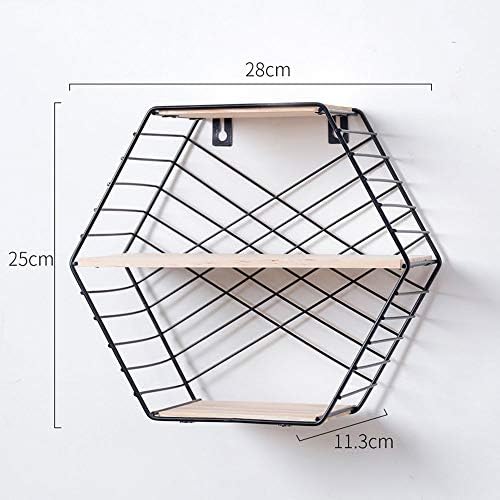 Тервере Беа Ѕидни полици За Дневна Соба Шестоаголни Пловечки Полици Монтирани На Ѕид Рустикални Полици За Складирање Метална Жица За Рамки За Слики, Колекционерск
