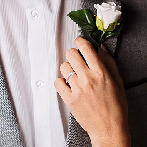 Womenените ветуваат прстен невестински кубни цирконија прстен за ангажман Елегантен симулиран дијамантски свадбен бенд за жени накит подароци