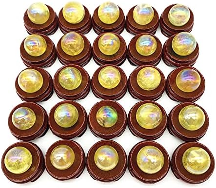 Seewudee AG216 1PC 16-19mm Yellowолта титаниум аура Електропласирачки кварц кристален сфера топки заздравување на природни камења и минерали Подарок