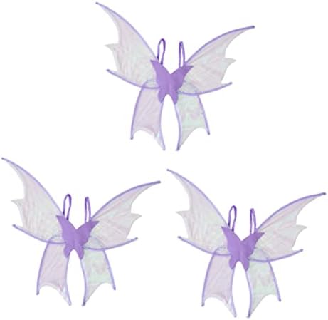 Bestoyard 3 парчиња самовила крилја на фото органза дете алдулт виолетова