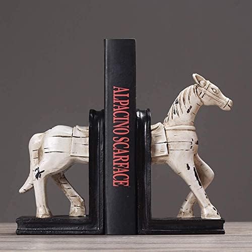 Домашна статуа украси Ретро стил бел коњ облик смола, списание полица за дневна соба ТВ кабинет спална соба хотел кафе -книжарница