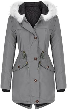 Dnuri жени зимски палто еластично половината со долги ракави јакни назад по поштенски палто со крзно качулки со јакни со јакни за надворешна