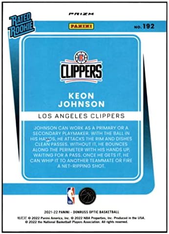 Keon Johnson RC 2021-22 Donruss Optic Silver Wave #192 Clippers Reated Fanatics Fanatics Box Set NM+ -MT+ NBA кошарка