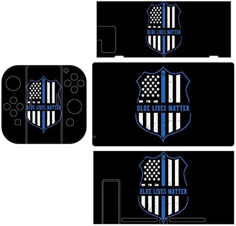 Црни животи на налепници на полициска линија на знамето целосна обвивка за затрупани налепници на кожата на кожата, компатибилни за Nintendo Switch