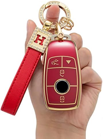 За Mercedes Benz Key Fob Cover со клуч на клуч, мек TPU 360 степени за заштита на автомобили клуч за школка за 2018-2021 S-Class, 2017-2021 E-Class, 2019-2021 A-класа C-Class G-Class Key Class Access