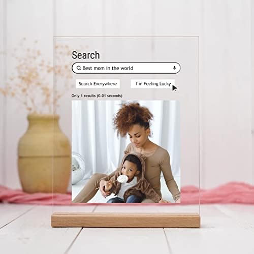 Zouwii Персонализирана кутија за пребарување Фото -акрилна плакета на мајката | Пребарувајте ја најдобрата мајка во светот Акрилна слика на насловот | Рамка за фотогр?