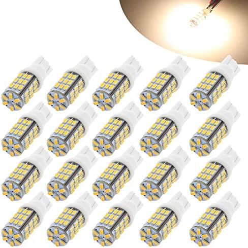 Boodlied 10PCS Супер светла RV приколка 921 194 T10 3014 42-SMD 12V резервна копија на обратната LED светилки LED светла 3200K топло бело.