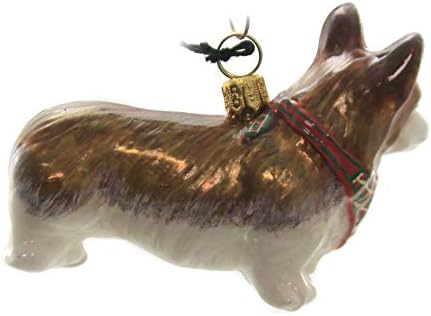 Радост на светот Пемброк Велшки Корги стоечки кучиња со бандана полско стакло Божиќен украс
